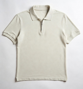 Polo zippé pour homme, manches courtes, qualité supérieure, service de logo personnalisé, tissu piqué, col design, respirant, anti-humidité - Product Image 1