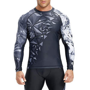 Camiseta de Compresión Deportiva para Hombre, Manga Larga, Diseño Geométrico con Estampado de Lobo, para Gimnasio, Entrenamiento y Deportes - Product Image 3