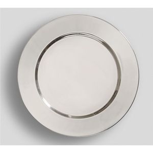 Assiettes de présentation rondes de luxe en acier inoxydable argenté, poli miroir, pour la décoration de mariages, événements et fêtes (vente en gros) - Product Image 4