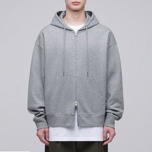 Vente en gros de sweats à capuche zippés pour hommes, couleur unie, coupe épaules tombantes, effet délavé à l'acide, personnalisables avec votre logo de marque - Product Image 1