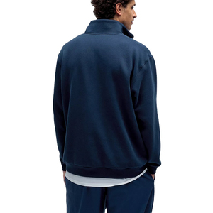 เสื้อฮู้ดผ้าฟลีซคุณภาพสูง ซิปครึ่งตัว พิมพ์ลายโลโก้ตามสั่ง ลายเรียบ ย้อมสี ทรงหลวม ใส่สบายสำหรับฤดูใบไม้ร่วง ผ้าฝ้าย 100% - Product Image 4