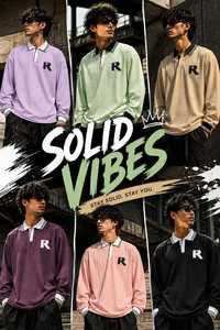 T-shirt à manches longues et col en V pour homme, imprimé appliqué Stockify Rock, qualité supérieure, style décontracté, vente en gros - Product Image 2
