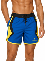 Shorts de Surf Personalizados para Hombre en Azul, Negro y Amarillo, de Secado Rápido, Transpirables, con Cordón Ajustable, para Playa y Deportes Acuáticos