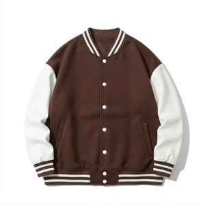 Chaqueta Varsity Moderna para Hombre, Chaqueta Bomber Clásica, Mangas en Contraste, Cuello y Puños Acanalados, Botones a Presión en el Cierre Frontal, Impermeable - Product Image 1
