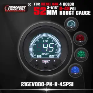 52 mm Universal Digital EVO Diesel Boost Gauge LCD Auto Turbo 0-45 PSI Auto Meter 4 Farben LED Hintergrundbeleuchtung Warnung Spitzenfunktion 12 V