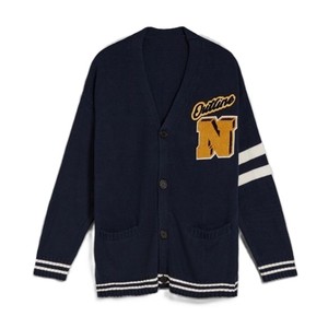Cardigan en molleton 100 % coton pour femme, épais, respirant, tricoté, à manches longues, col en V, style décontracté, double boutonnage - Product Image 3