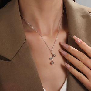 ZAWO HOUSE Collier pendentif fleur rose en argent sterling 925 plaqué or 14 carats, unisexe, romantique, bijoux de luxe pour fiançailles, cadeau de fête - Product Image 1