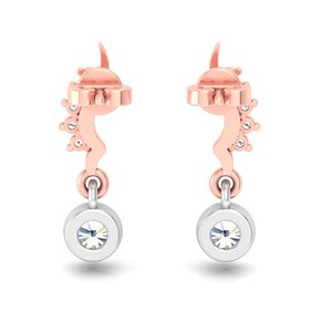 Pendientes de Oro Sólido de 10k, 14k, 18k con Diamante Cultivado en Laboratorio de Corte Redondo, Diseño Minimalista, para Regalo, Fiesta, Aniversario y Uso Diario - Product Image 4