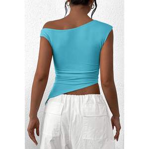Top Corto de Verano 2025 Personalizado para Mujer, Top Corto Asimétrico con Hombros Descubiertos, Top Corto con un Solo Hombro, Estilo Y2K, Vestido de Fiesta - Product Image 6