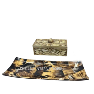 Natural <b>Black</b> and Brown Horn Plated Rectangular Serving <b>Tray</b> Horn Handmade Decorative Storage <b>Tray</b> Horn <b>Tray</b> - Product Image 6