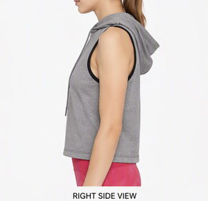 Hoodie sans manches à capuche personnalisé pour femme, pull-over court décontracté, couleur unie, vêtements de sport - Product Image 6