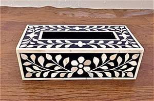 Stylish Bone Inlay Resin <b>Tissue</b> Box Elevating Bathroom Bedroom And Office Decor With Artistic Flair - Product Image 2