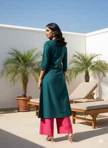 Conjunto de Pantalón y Kurta Anarkali Largo para Mujer, 2 Piezas, Ropa Étnica Festiva Elegante, Estilo Indio Pakistaní, para Uso Diario y Ocasiones Especiales - Product Image 3