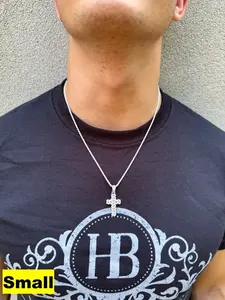 Pendentif Croix Hip Hop Iced Out Cuban Link Bling Diamant Luxe Micro Pavé Religieux en 3 Tailles pour Hommes - Product Image 6