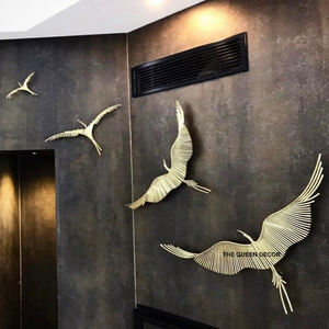 Lot de trois décorations murales en fer doré, art mural abstrait fait main, pour la décoration de la maison et du bureau - Product Image 3