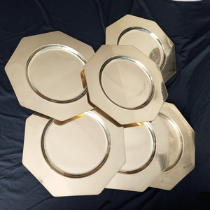 Platos de Latón Antiguos, Platos Base de Metal Vintage, Vajilla Decorativa, Platos para Servir - Product Image 4