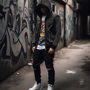 เสื้อกันหนาวมีฮู้ดสำหรับผู้ชายเสื้อฮู้ดไร้กระดุมพลอยเทียมขนาดใหญ่สำหรับผู้ชาย - Product Image 2