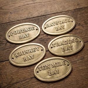 Solid Brass House Plaque Custom Oval Brass <b>Name</b> <b>Plate</b> Vintage Style Metal Door Sign Personalized Cabin House Nameplate Rustic - Product Image 1