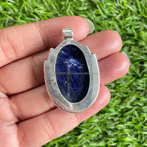 Colgante de sodalita hecho a mano de Plata de Ley 925 sólida hecha a mano, joyería de piedras preciosas originales con el último diseño, regalo para él - Product Image 6
