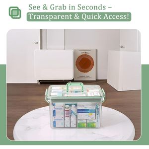 Contenitore per Medicinali in Plastica Trasparente da 15QT, Scatola di Pronto Soccorso Rinforzata con Manico per Conservazione Pillole, Contenitore Vuoto per Medicinali - Product Image 3