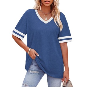 T-shirt personnalisé pour femme à col en V - 100% coton respirant et écologique - T-shirt décontracté d'été fabriqué au Bangladesh - Product Image 4