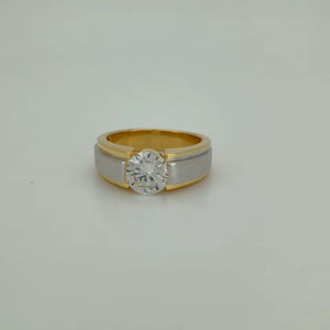 Yellow Gold Round Brilliant Cut Diamond Engagement <b>Ring</b> Women's Classic Style G Color Natural Stone - Product Image 5