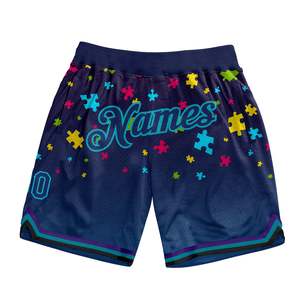 Custom <b>Puzzle</b> Print Mesh Basketball Shorts Men Streetwear Blue Gym Shorts Breathable Sublimation Athletic Training Shorts Bulk - Product Image 1