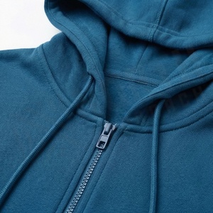 Ensemble de survêtement bleu à capuche pour homme, sweat-shirt et pantalon à fermeture éclair intégrale, couleur unie, tenue décontractée, saison automne, 100 % coton, coupe classique - Product Image 4
