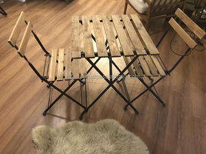 Ensemble de bistrot moderne en bois d'acacia de style français pour le patio extérieur et les tables de jardin avec composants en plastique pour le salon et l'hôtel - Product Image 5