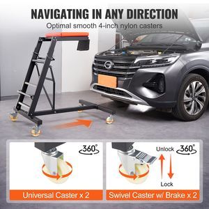 Carrello per Meccanici Regolabile in Altezza da 116-168 cm, Capacità 180 kg, con 4 Ruote Girevoli, Strumento per Riparazione Auto - Product Image 5