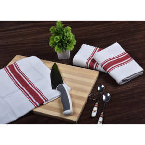 100% Premium coton chevrons rayure serviette de cuisine doux confortable haute Absorption multi-usages serviette de nettoyage disponible rouge - Product Image 1