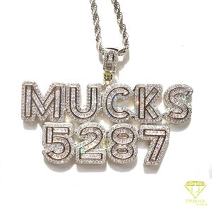 Personalized Letter <b>Number</b> Necklace Hip Hop Pendant Lab grown Diamond Bling Chain Jewelry - Product Image 4