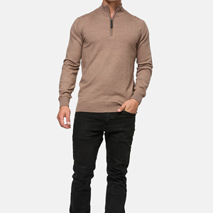 Pull en tricot pour homme à col montant et fermeture éclair, coupe classique - Product Image 2