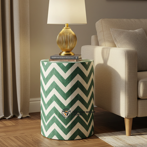 Premium Green Bone Inlay Modern Bedroom Nightstand Handmade Chevron Pattern Home Dcor - Product Image 1