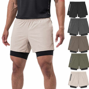 Shorts de course pour homme, couleur unie, séchage rapide, taille élastique, sport, entraînement, gym, fitness, jogging, avec poches - Product Image 1