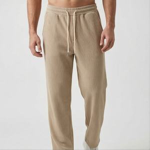 กางเกงขาตรงผ้าขนแกะสำหรับผู้ชาย, กางเกงถักกันหนาวน้ำหนักเบาทรงหลวมสำหรับฤดูใบไม้ร่วงและฤดูหนาว - Product Image 1