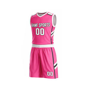 Maillots de basket-ball personnalisés de qualité supérieure, impression par sublimation, respirants, anti-humidité, couleur contrastée rose, maillots d'équipe - Product Image 1