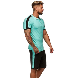 Conjunto de camiseta polo y pantalones cortos ligeros de verano para hombre, conjunto de dos piezas de algodón para gimnasio, entrenamiento físico, camiseta polo y pantalones cortos. - Product Image 4