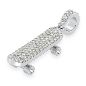 Colgante de Moda de Oro Sólido de 10K con Moissanita de Corte Brillante, Diseño Único Personalizado, Geométrico Minimalista, con Motivos Deportivos de Skateboard - Product Image 5