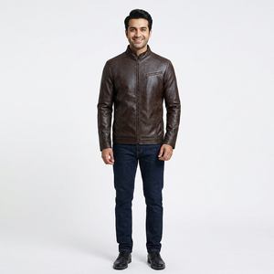 Mens High Quality Custom <b>Long</b> <b>Leather</b> <b>Jacket</b> with Stand- Collar Design Fall Winter Fashion Most Popular New Style <b>jacket</b> for men - Product Image 6