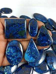 Pierre précieuse naturelle Azurite bleu-vert, taille ovale, cabochon lâche, certifiée par un tiers pour la fabrication de bijoux - Product Image 6