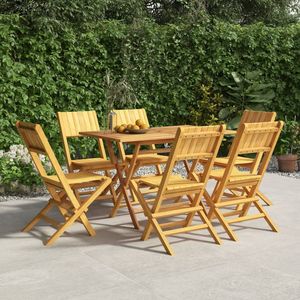 Ensemble de 6 chaises de jardin pliantes en teck massif naturel, taille moyenne - Product Image 1