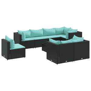 Conjunto de Muebles de Patio de 9 Piezas en Poliratán Negro con Cojines, Muebles de Exterior Elegantes - Product Image 2