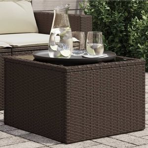 Tavolo da giardino marrone PE Rattan con prodotti in acciaio verniciato a polvere e tavoli da esterno in vetro temperato - Product Image 1