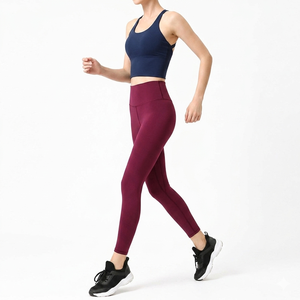 Best Selling Premium Black Gray 2 Piece Women's Yoga Set High Waist Tummy Control Yoga Leggings Mesh Four-Way Stretch <b>Padded</b> - Product Image 5