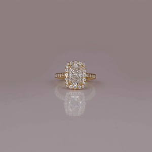 Radiant Cut Lab Grown 2.7CT Engagement Wedding <b>Ring</b> 10/14/18K <b>Gold</b> Halo Handmade Jewelry for Women - Product Image 1
