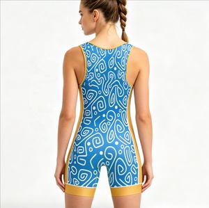 Premium <b>Women</b> Wrestling <b>Singlet</b> Printed One Piece Martial Arts High Neck Sleeveless Sports Apparel Lightweight 100% Polyester - Product Image 5