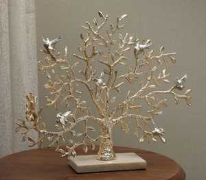 L 59.7 X B 16.5 X H 47 cm Handmade Eco-Friendly Durable Metal Tree Sculpture Birds Artistic Tabletop Decor Modern Design Single - Product Image 5