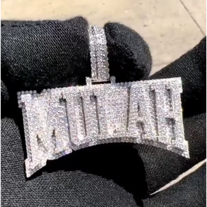 Pendentif personnalisé en or blanc naturel 10K 14K avec testeur de diamant, lettres en moissanite serties, bijoux authentiques pour hommes - Product Image 1