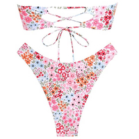 Ensemble 2 pièces sexy pour femme, micro-bikini brésilien en polyester/coton, coupe brésilienne, personnalisable OEM, coupe-vent avant, vente en gros